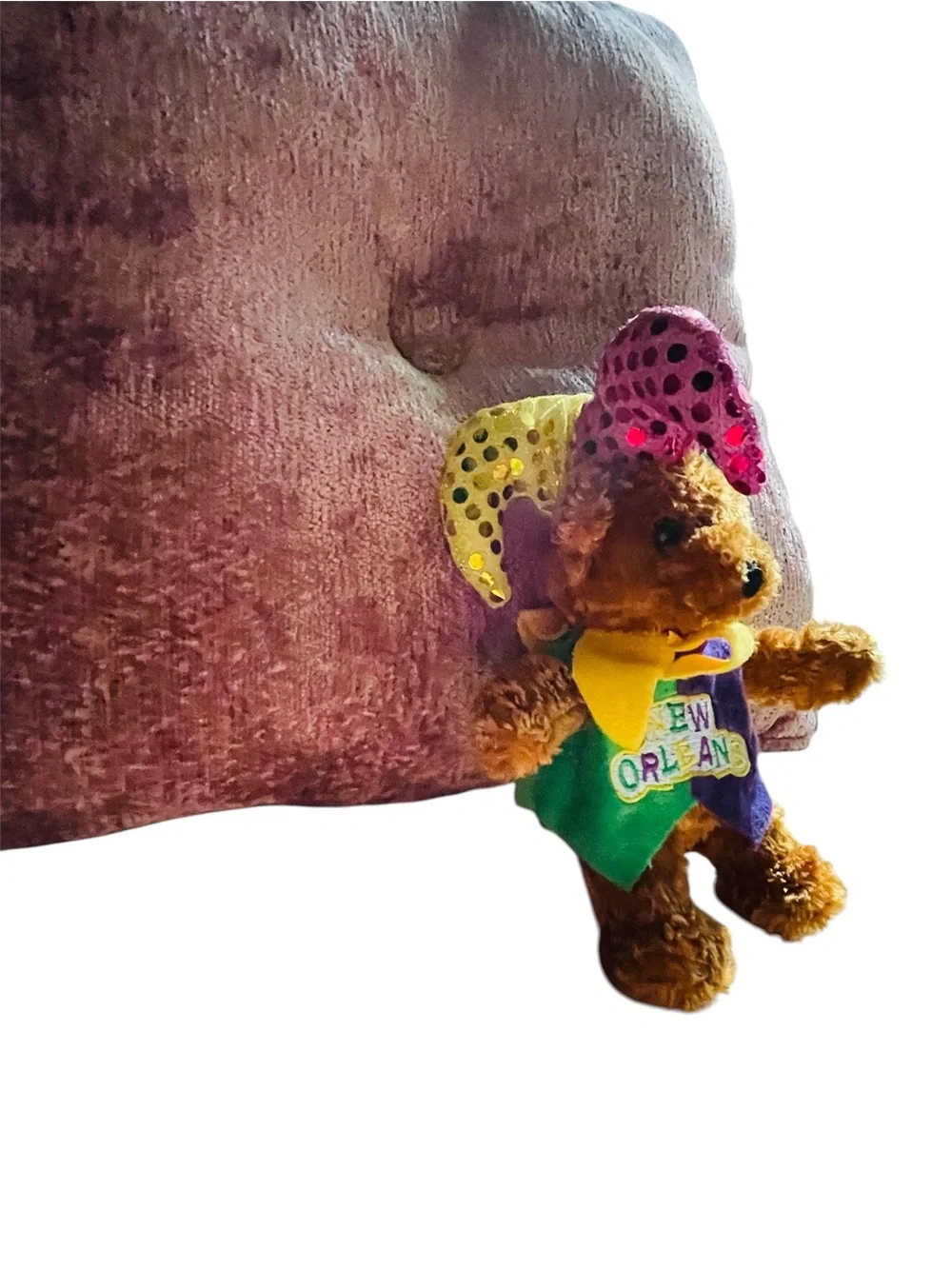 Mardi Gras Bear Plush - Purple Green Yellow